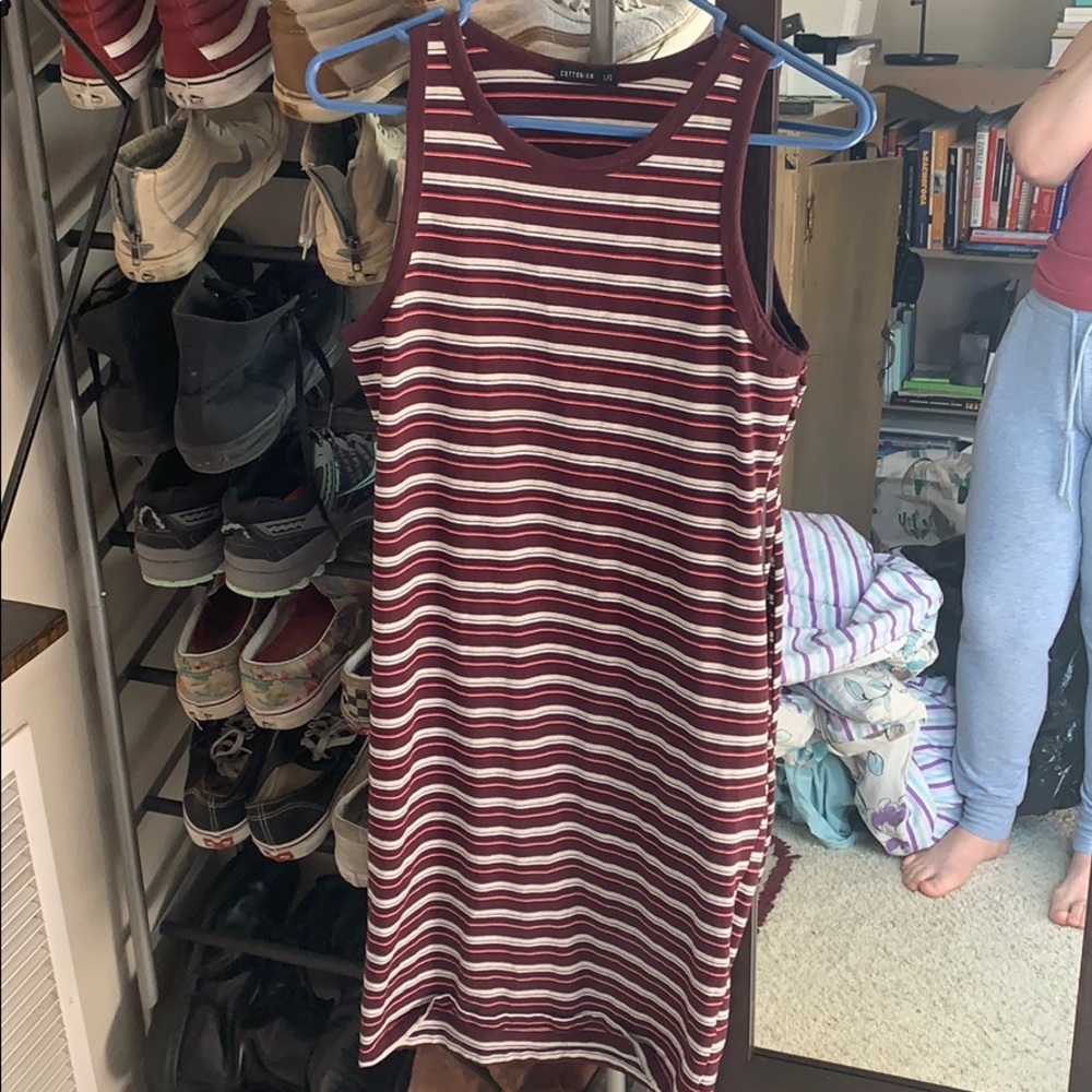 Striped Mid-Length Tank Dress